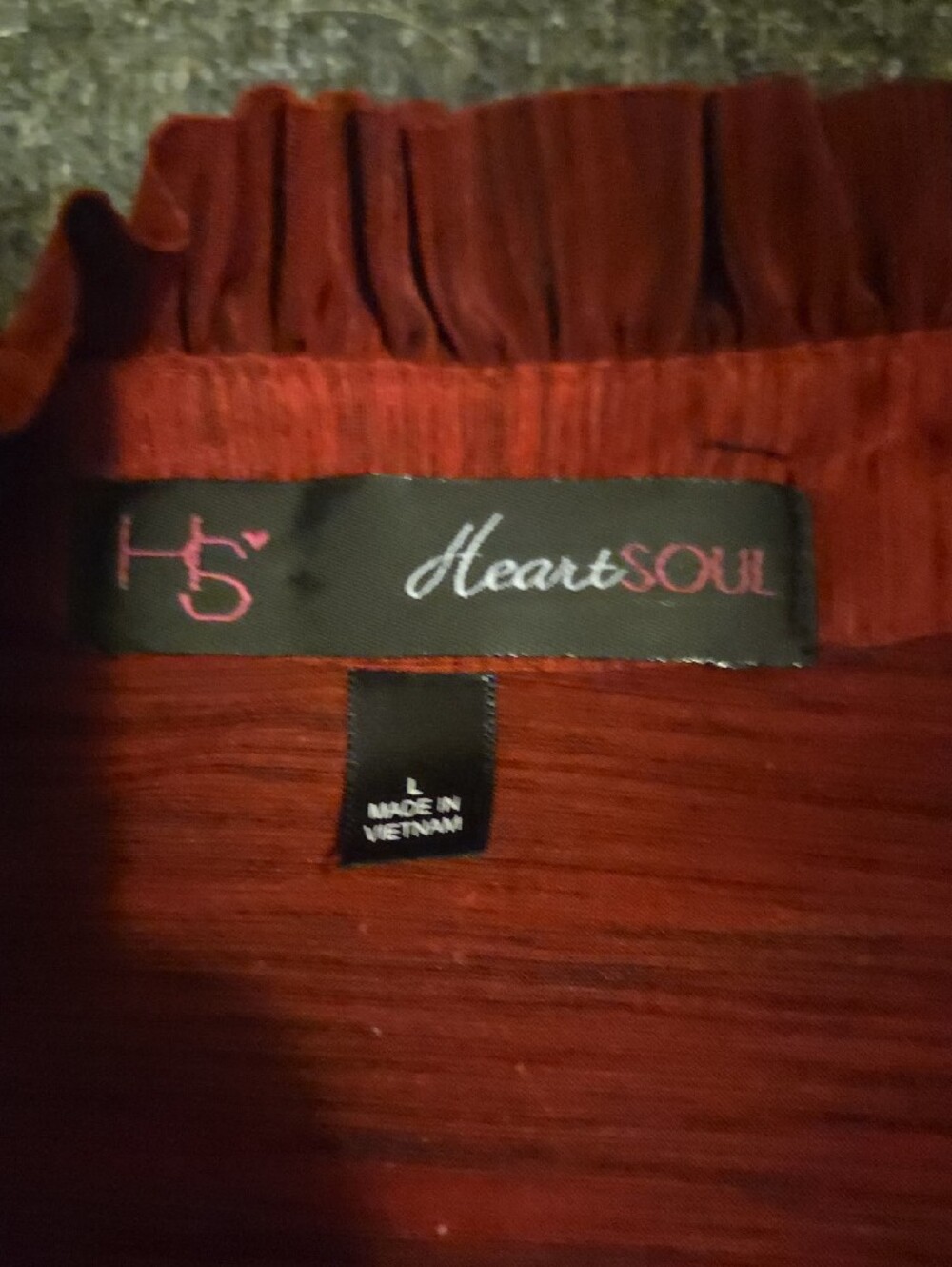HeartSoul Rust Red Ruffled V-Neck Blouse - Picture 2 of 5